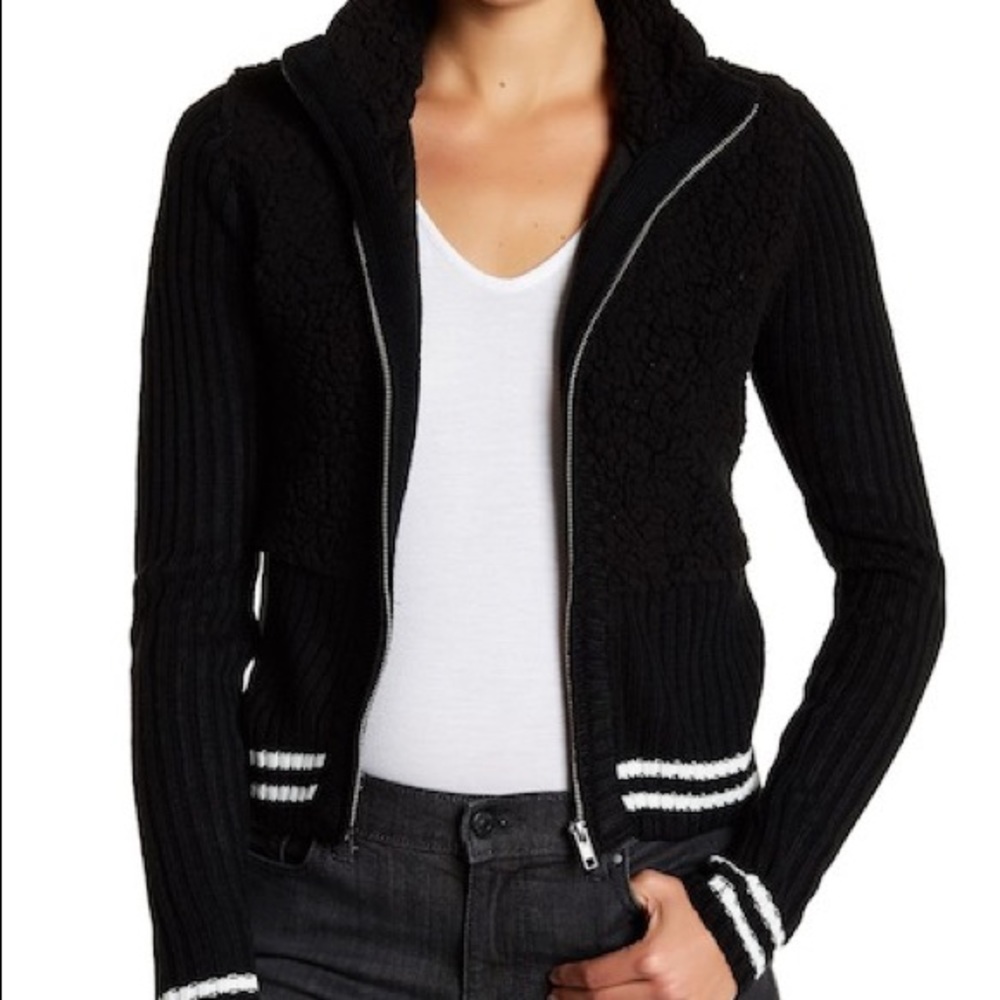 NWT faux shearling zip jacket